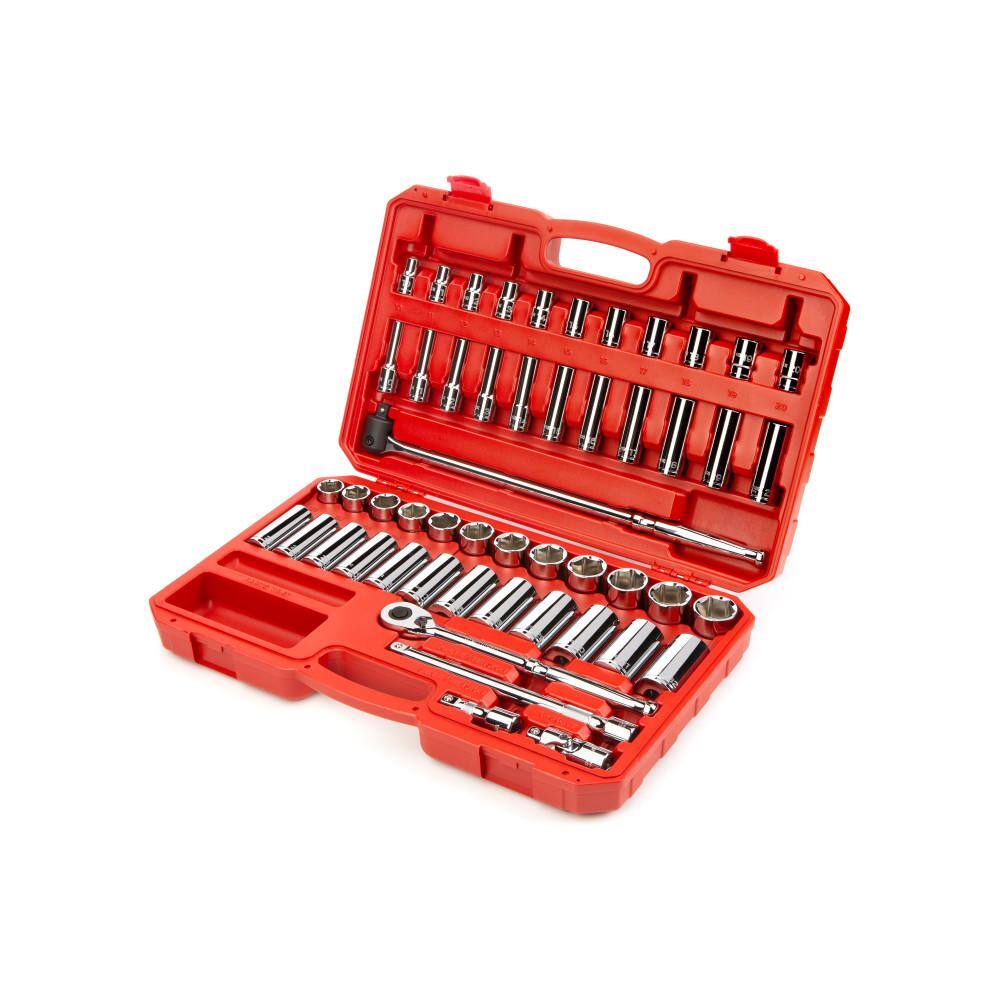 TEKTON SKT25201 1/2 in. Drive 6-Point Socket and Ratchet Set (52-Piece)