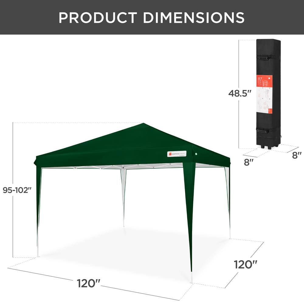 Best Choice Products 10 ft. x 10 ft. Forest Green Portable Adjustable Instant Pop Up Canopy wCarrying Bag SKY6970