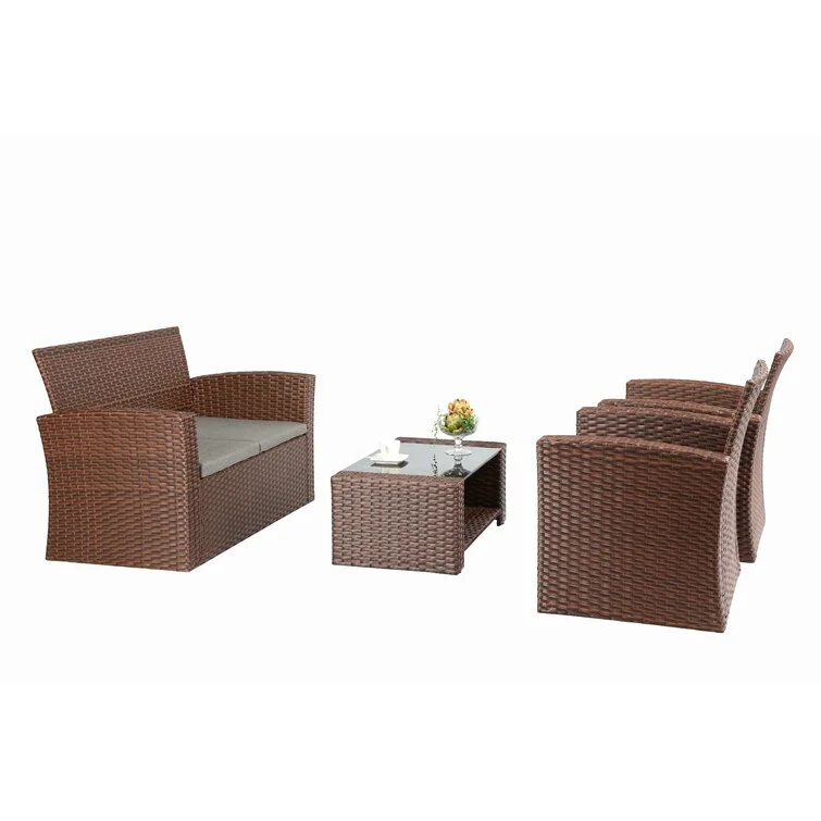 Charmain 4 Piece Rattan Sofa Seating Group with Cushions