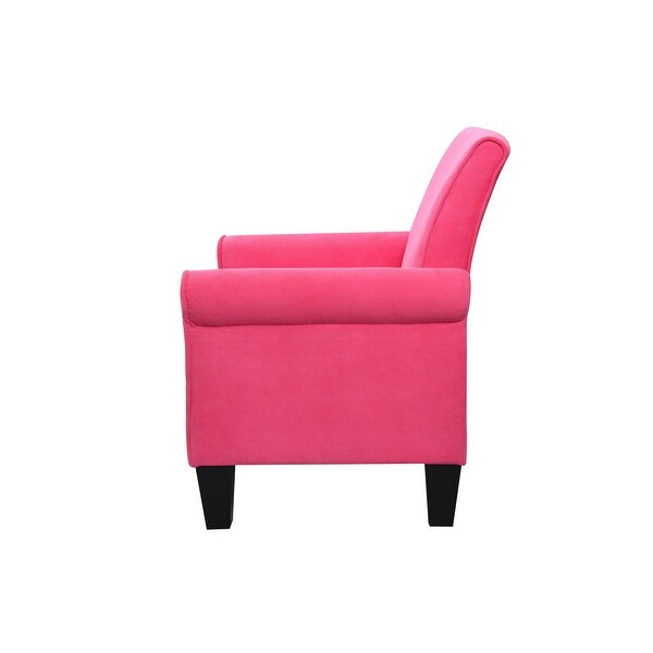 High Quality Fabric Accent Chairs， Sleek Lounge Chairs Comfy Sofa Chair， PU Leather Flared Armchair for Livingroom， Pink