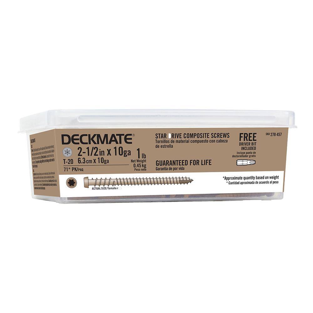 Deckmate #10 2-12 in. Star Pan-Head Wood Deck Screws 1 lb.-Box (71-Piece) 115701