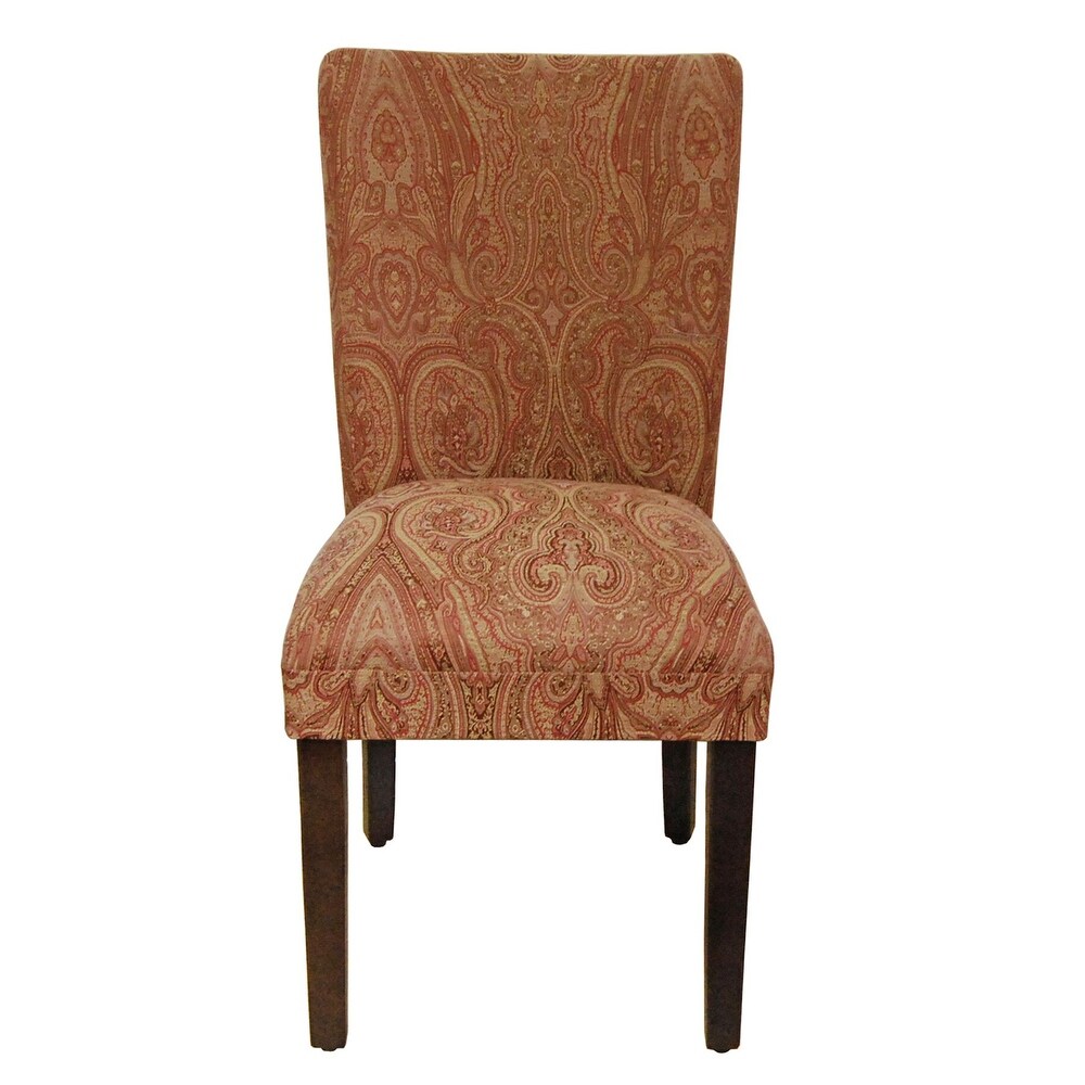 HomePop Parsons Red/Gold Damask Dining Chair