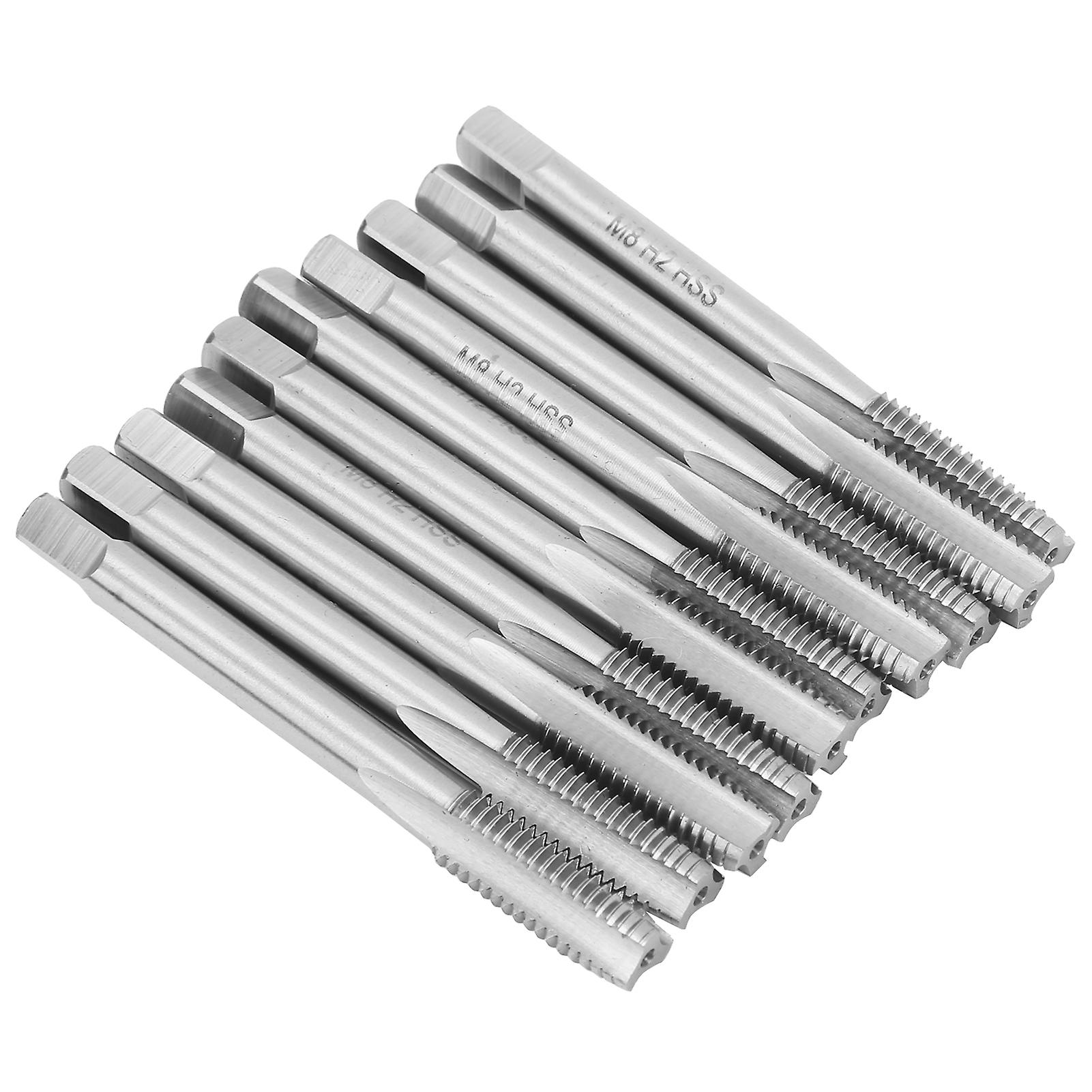 10pcs High Speed Steel Screw Tap Straight Flute Thread Taps Set Accessory M8 X 1.25mm