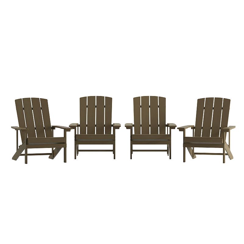 Merrick Lane Set of 4 Riviera All-Weather Poly Resin Wood Adirondack Chairs