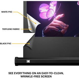 Kodak 100 in. Projector Screen Portable Projector Screen and Stand with Carry Bag RODPJSTS100.16