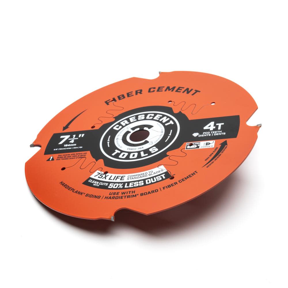 CRESCENT Circular Saw Blade 7 1/4 x 4 Tooth Fiber Cement ;