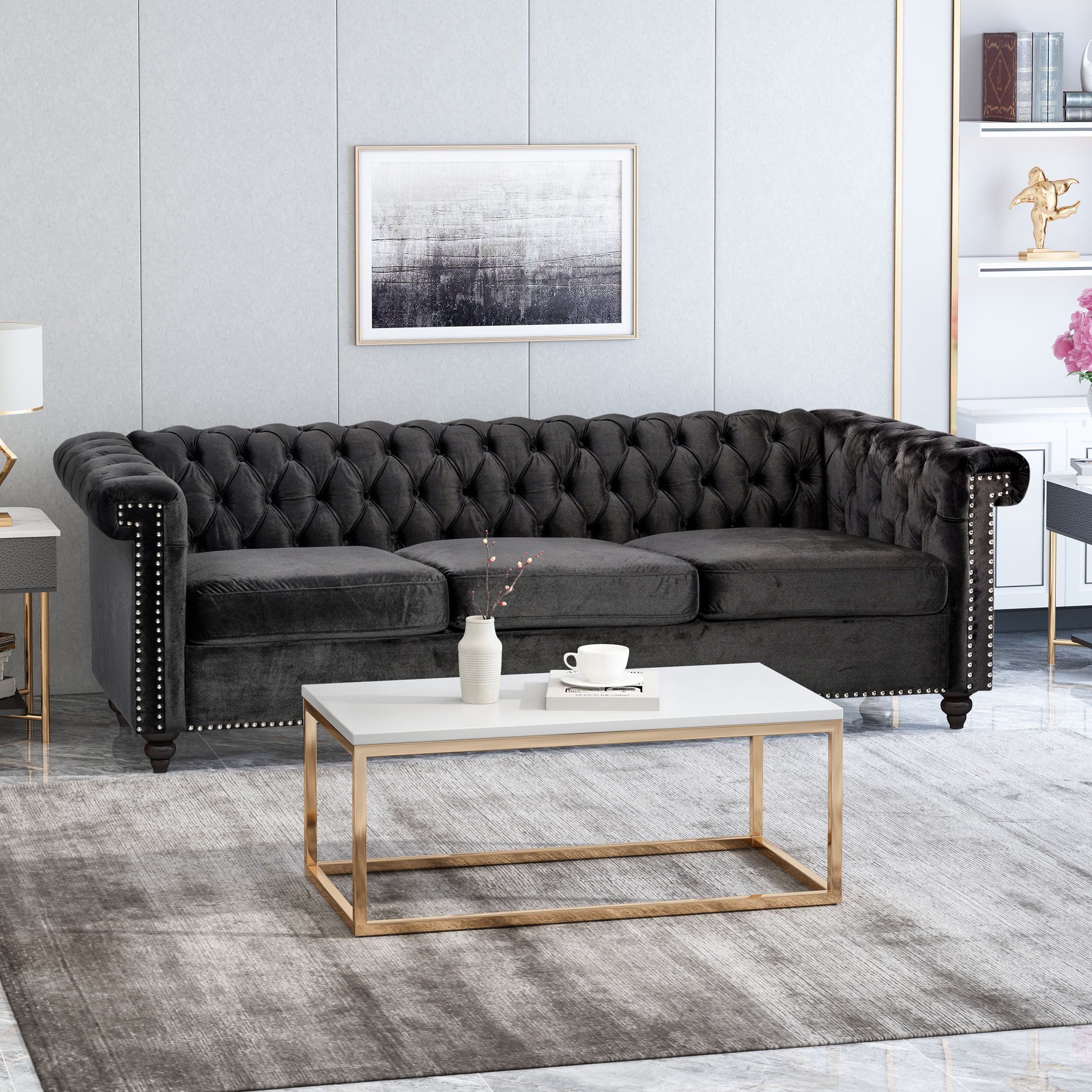 Zyiere Tufted Chesterfield 3 Seater Sofa