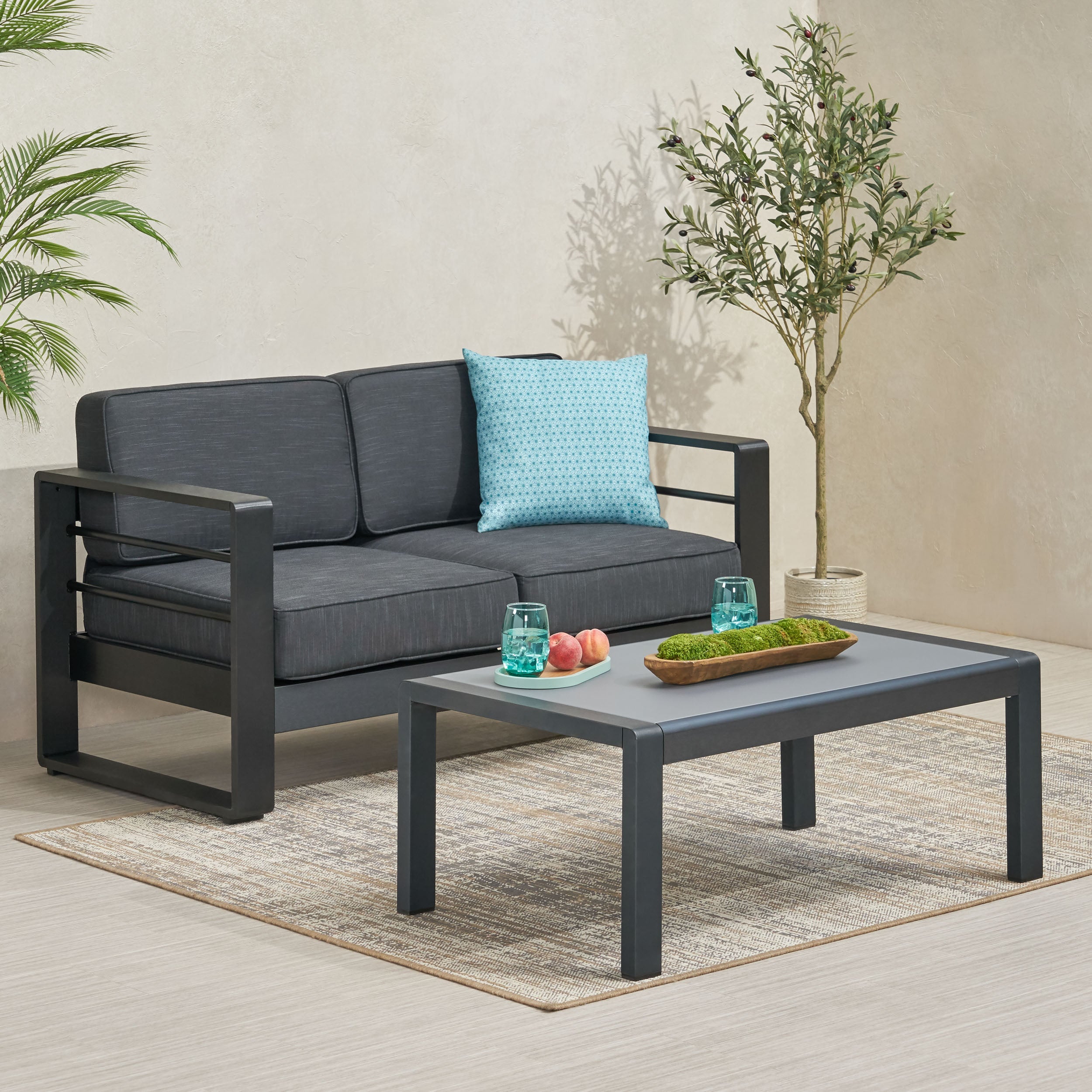 Gadd Outdoor Aluminum Loveseat and Coffee Table Set