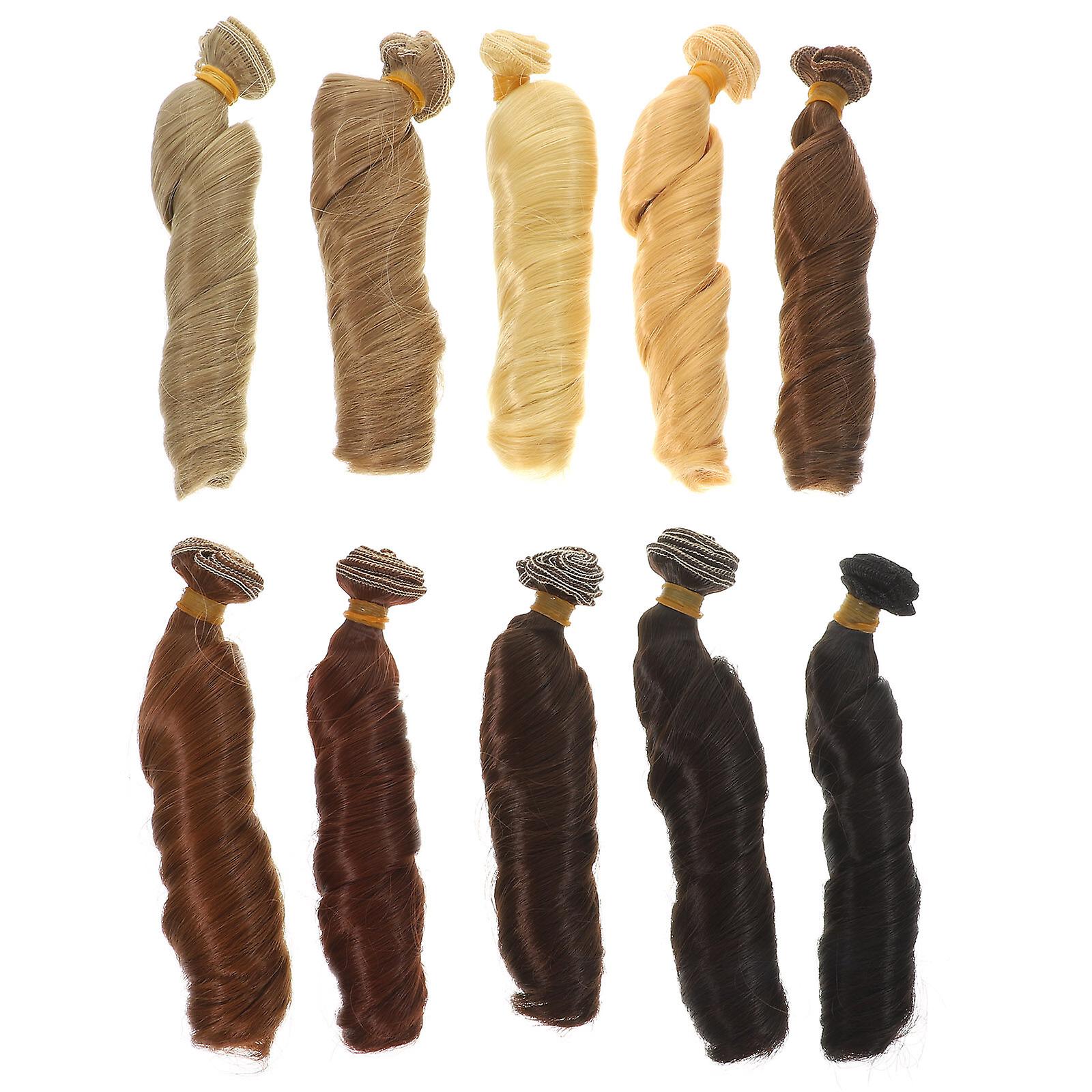 10pcs Doll Hair Wefts Doll Curly Hair Doll Hair Extensions Diy Doll Making Arts Supplies