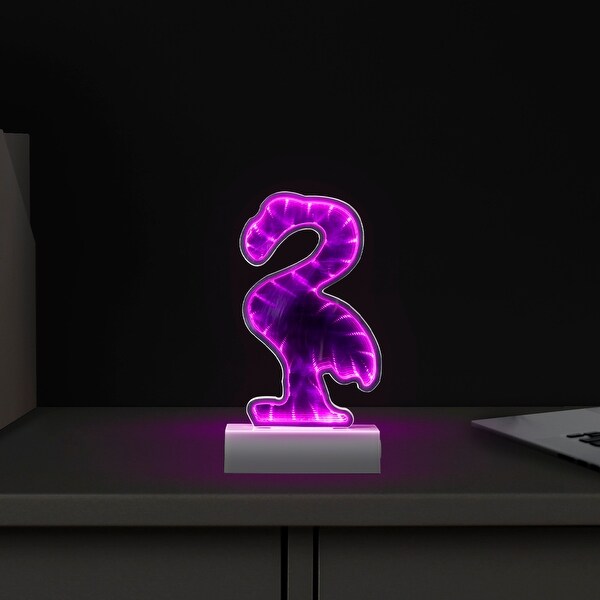 LED Lighted 3D Flamingo Infinity Mirror