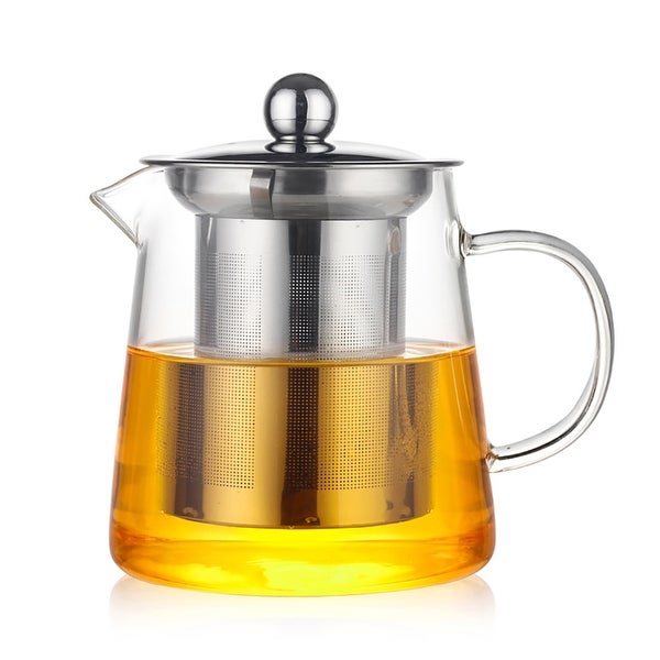 Borosilicate Glass Individual 12 oz Teapot w/ Stainless Steel Strainer - 11.83 fl oz