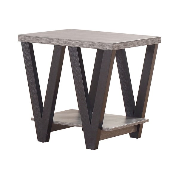 Coaster Furniture Stevens Black and Antique Grey V-shaped End Table