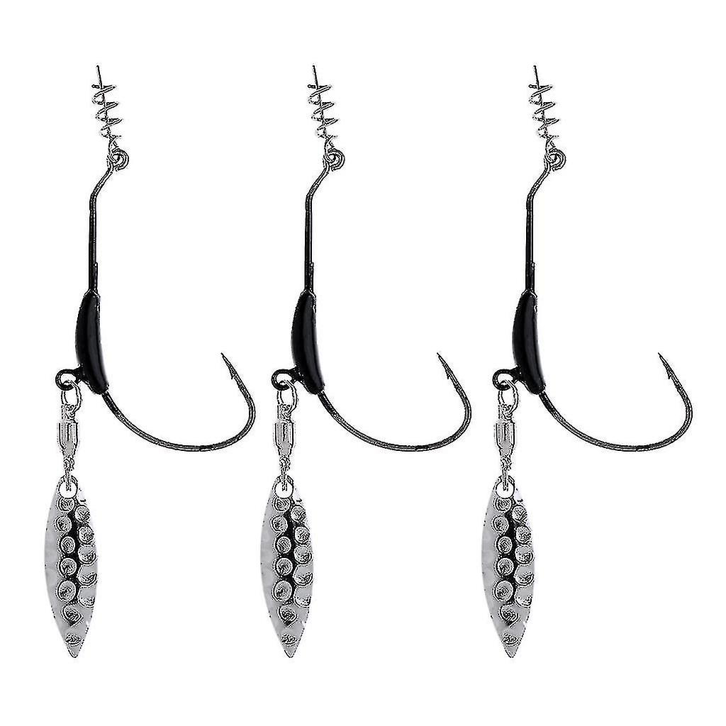 3 Pack Fishhook Fishing Road Swing Hooks Metal Spoon Sequins With Weighted Lead Tool - Gray 4g