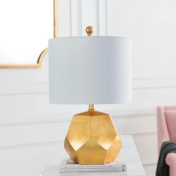 Naahs Table Lamp with Gold Base and Off-White Shade