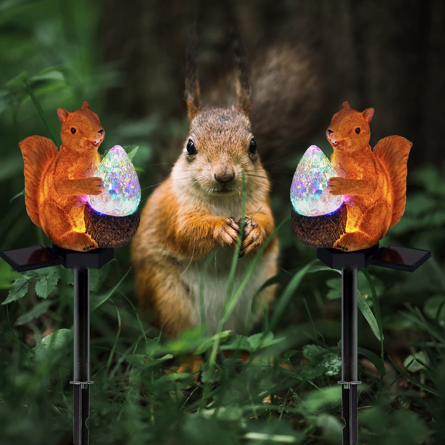 Outdoor Solar Squirrel Modeling Light LED Garden Resin Ground Plug Light Waterproof Lawn Landscape Light