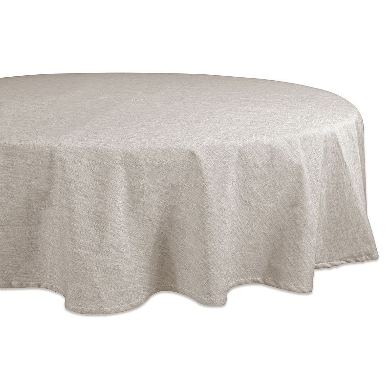 Natural Gray Chambray Round Tablecloth with Mitered Corner 70