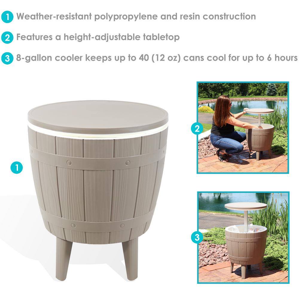 Sunnydaze Decor Wood-Look 10 Gal. Adjustable-Height Patio Chest CoolerSide Table - Driftwood TST-958