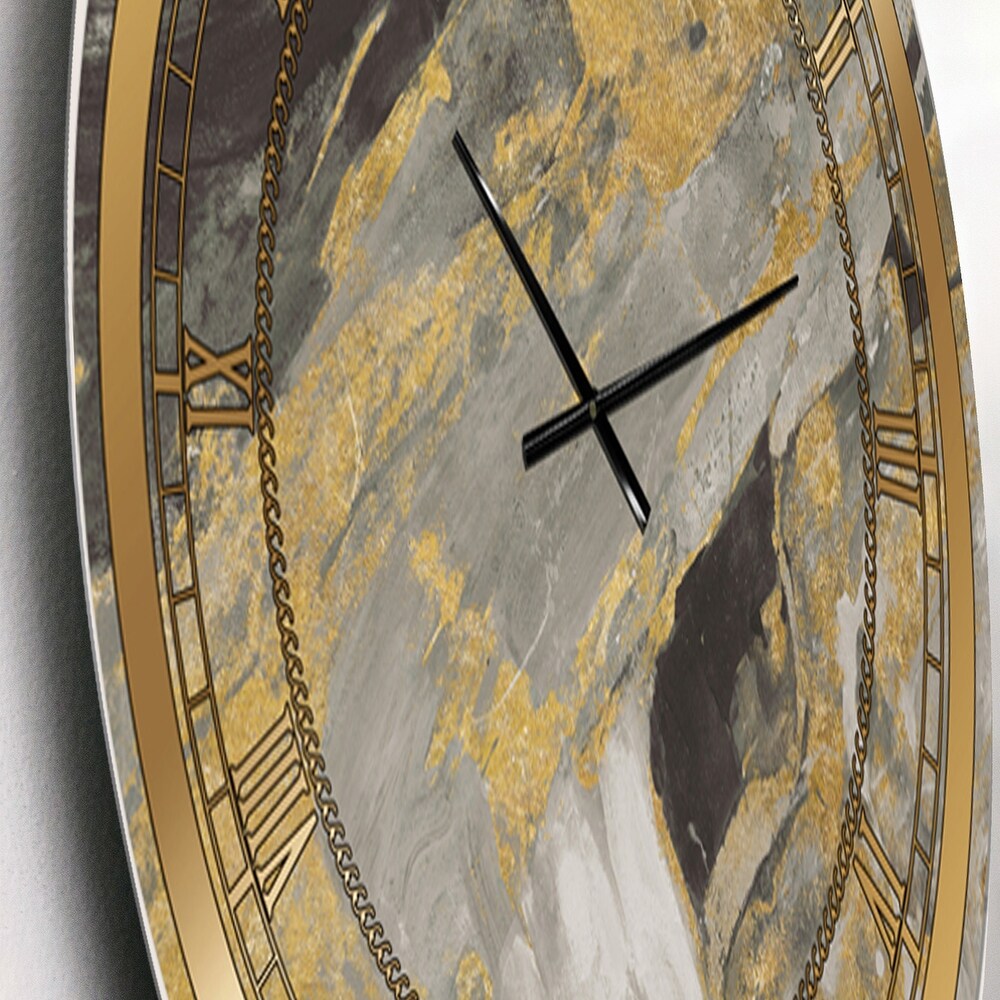 Designart 'Marble Gold and Black' Glam Large Wall CLock