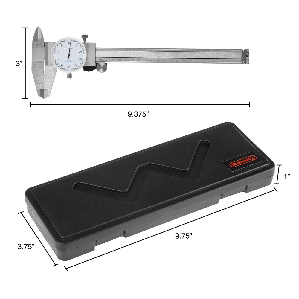 Dial Caliper   Stainless Steel and Shock Proof Tool With Plastic Carry Case  0  6 Inch Measuring Range by Stalwart