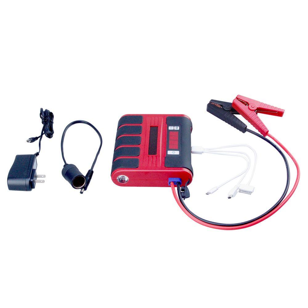 Portable Multi-Function Jump Starter and Power Bank Car Charger Emergency Battery Booster in RedBlack 91047