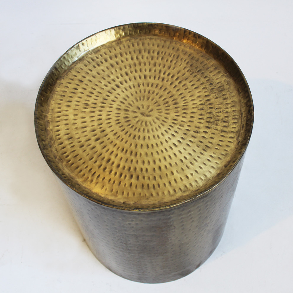 Brass Hammered Round Side Table   Industrial   Side Tables And End Tables   by Design Mix Furniture  Houzz