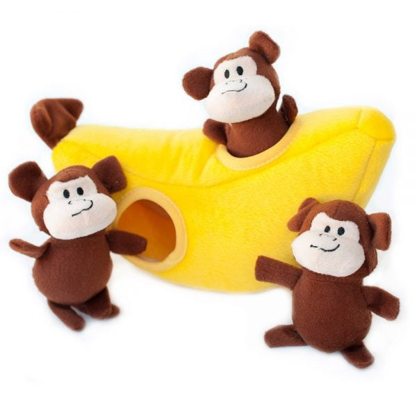 ZippyPaws Zippy Burrow Monkey n Banana Hide and Seek Puzzle Dog Toy