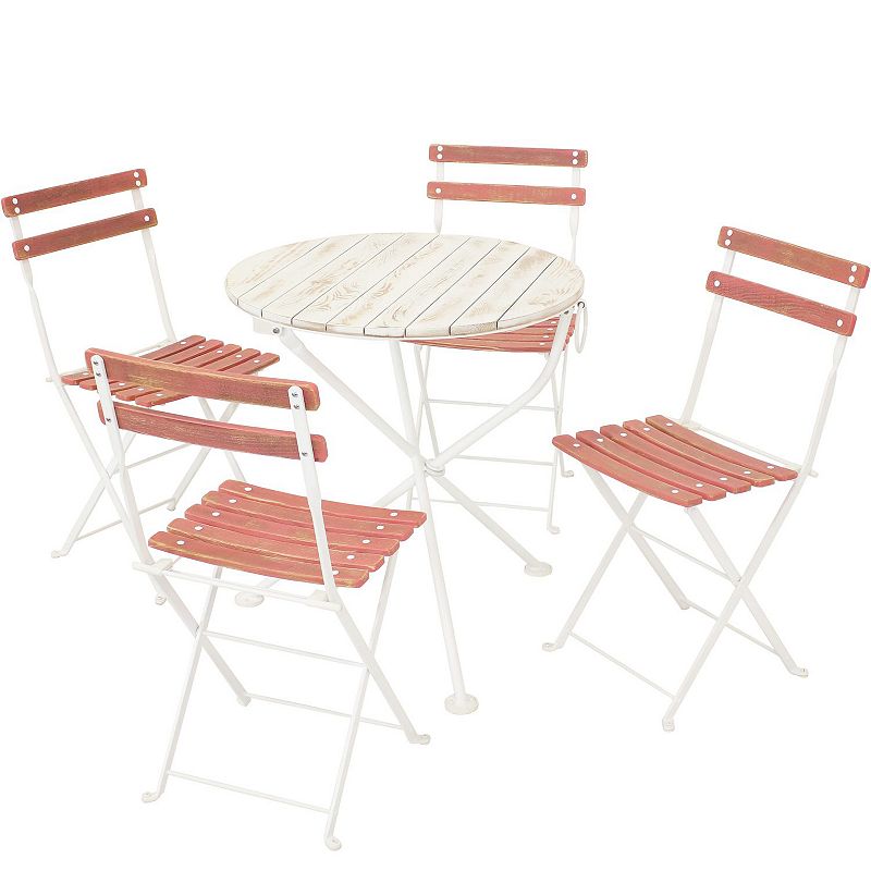 Sunnydaze 5-piece Classic Cafe Folding Table And Chair Set