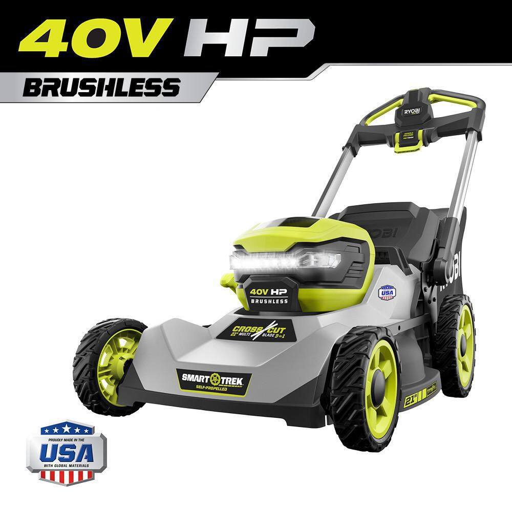 RYOBI 40-Volt HP Brushless 21 in. Cordless Battery Walk Behind Dual-Blade Self-Propelled Mower (Tool Only) RY401015BTL