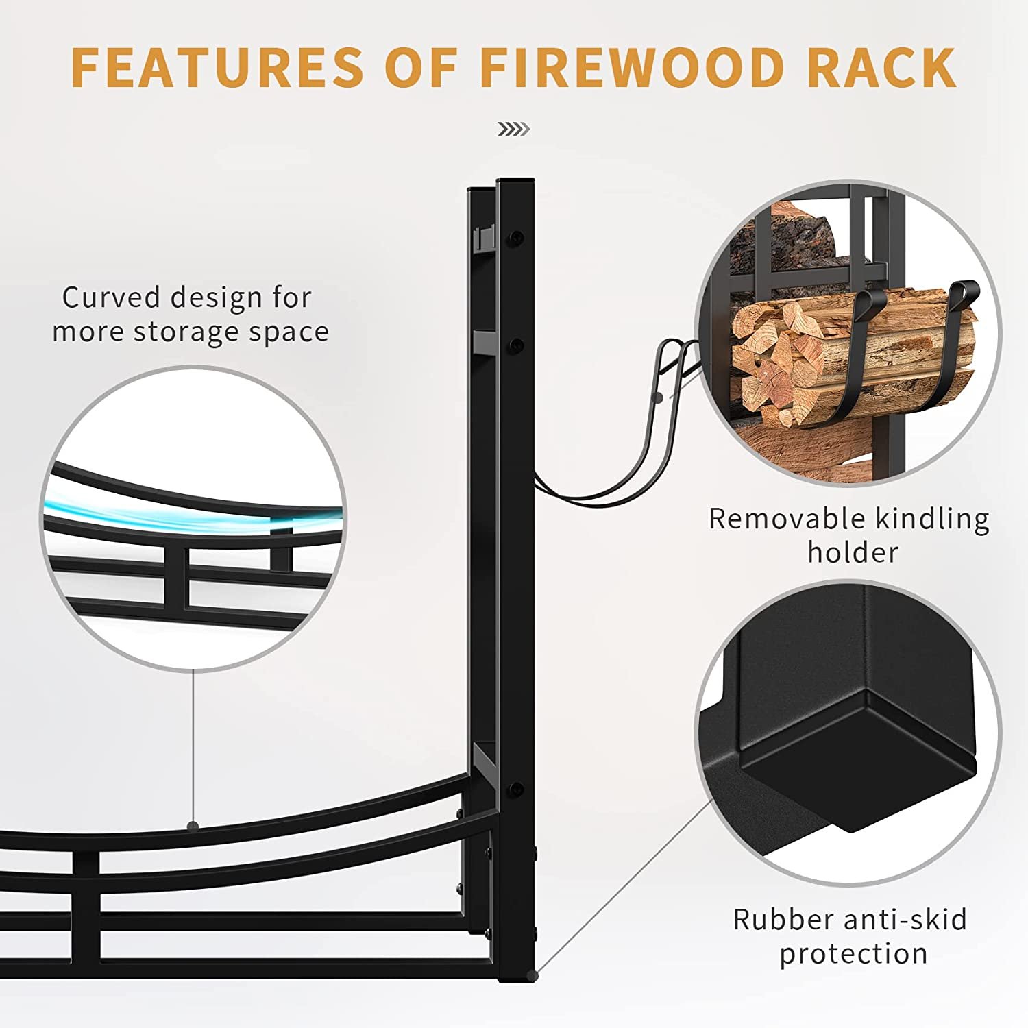 34In Firewood Rack Fireplace Tools Rack Indoor Fire Wood Racks Outdoor Firewood Rack Heavy Duty Fi