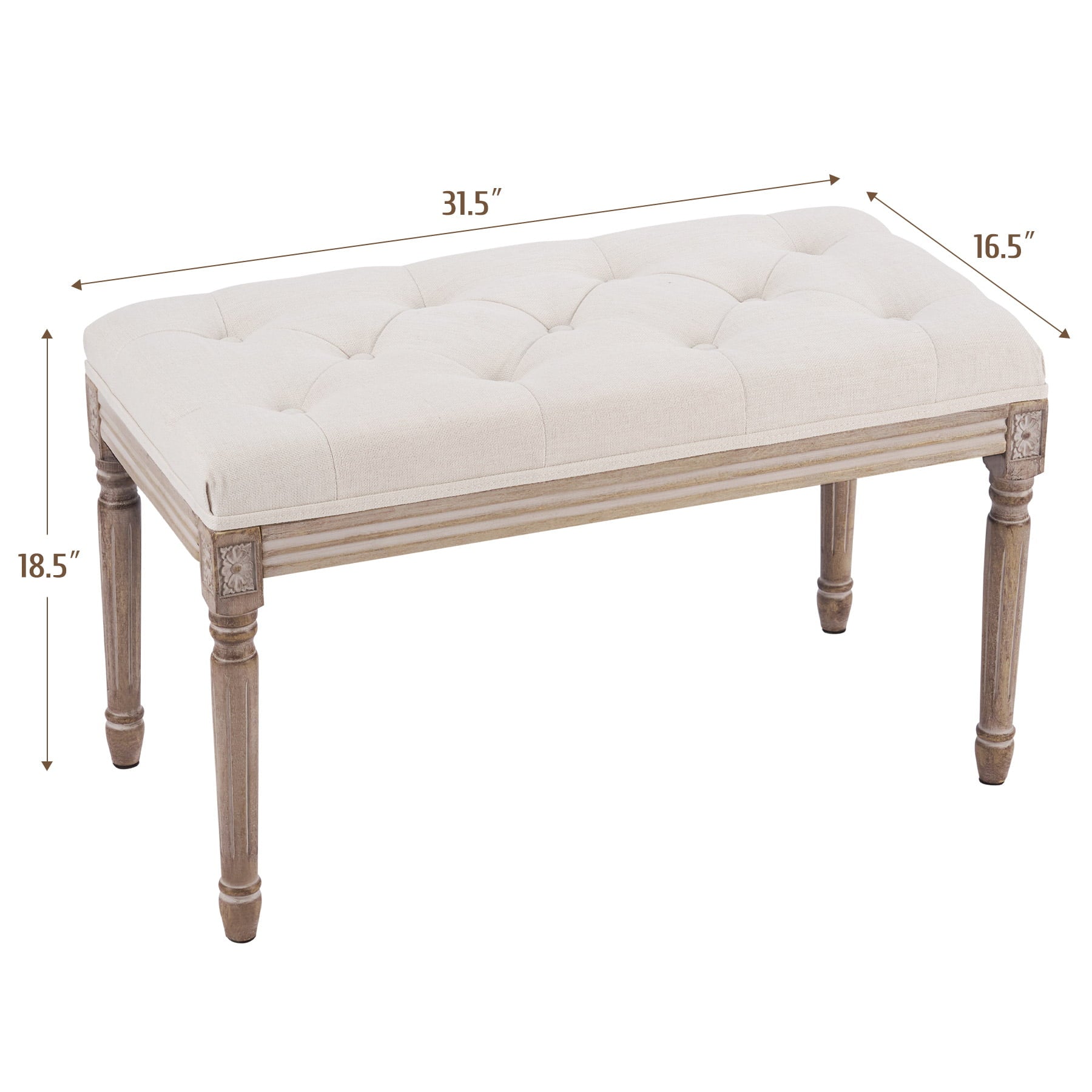 Upholstered Entryway Bench with Rubber Wood Legs for Dining Room Bedroom More