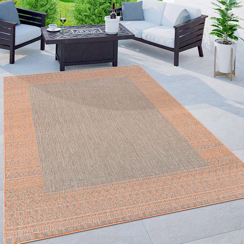 World Rug Gallery Bohemian Bordered Indoor/Outdoor Waterproof Patio Area Rug