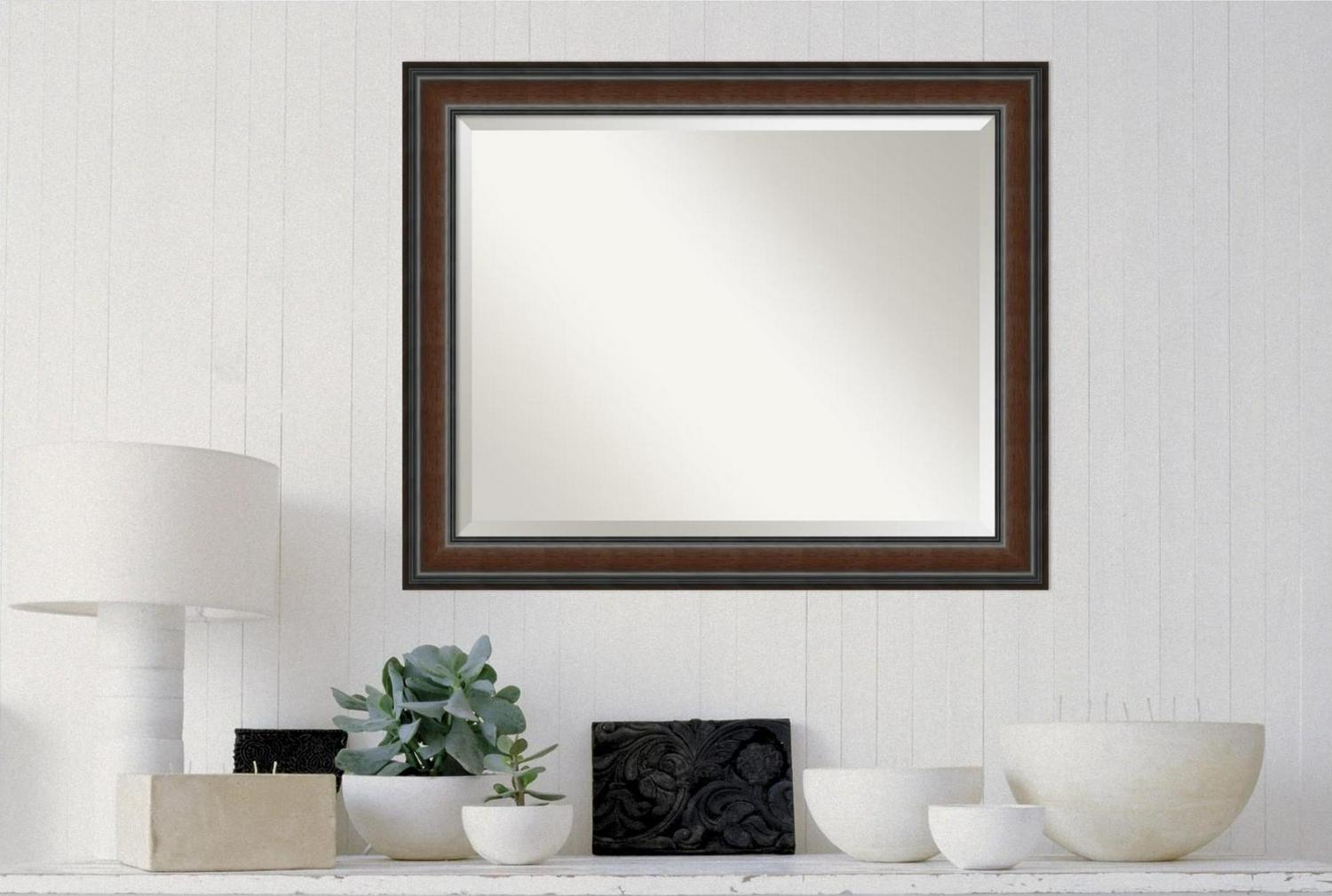 Amanti Art Dsw1346412 Cyprus 27  X 33  Rectangular Beveled Wood Framed Accent Mirror  Crowdfused