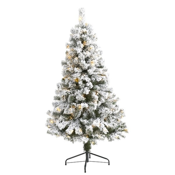 5' Flocked West Virginia Fir Christmas Tree with 150 LED Lights