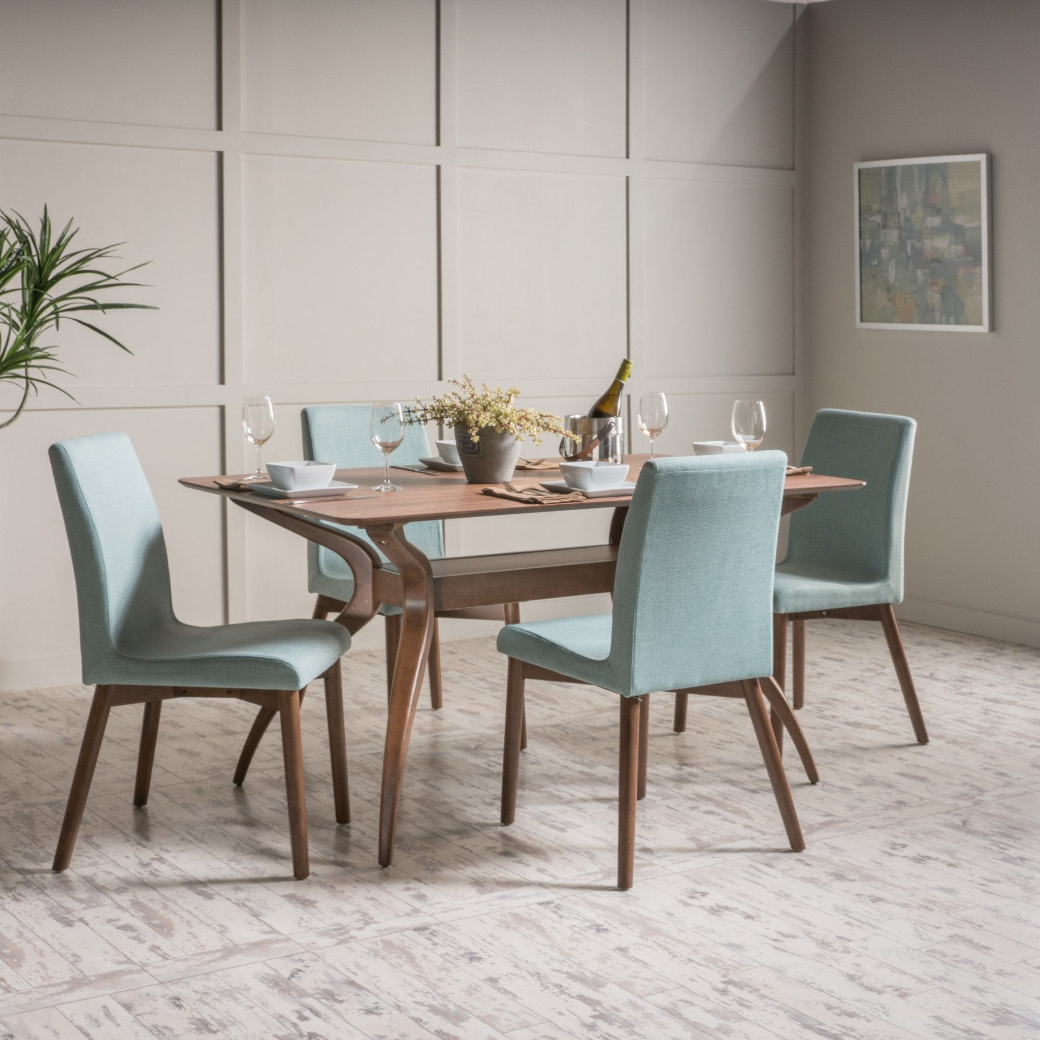 Katherine Mid-Century Modern 5 Piece Dining Set