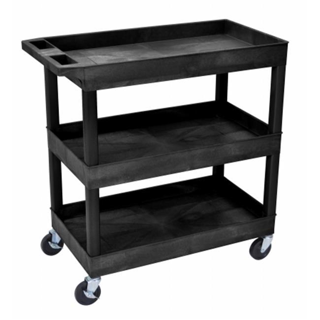 Luxor EC111B 32  x 18  3 Tub Shelf Utility Cart Black  Crowdfused