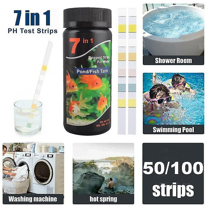 Aquarium Ph Test Kit ~ 50 Test Strips ~ Tropical Fish Tank Water Tester-7 In 1