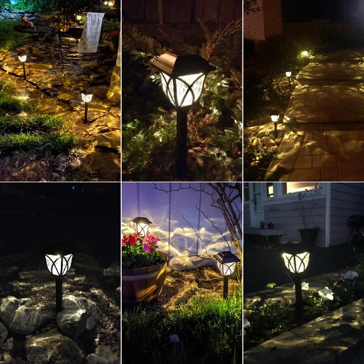 ABLEGRID 6 Pcs Solar Pathway Light Outdoor Lights for Yard Lawn Garden Walkway Outdoor  Decor Waterproof  Warm White