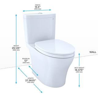 TOTO Aquia IV 2-Piece 0.91.28 GPF Dual Flush Elongated Standard Height Toilet with in Cotton White SoftClose Seat Included MS446124CEMGN#01