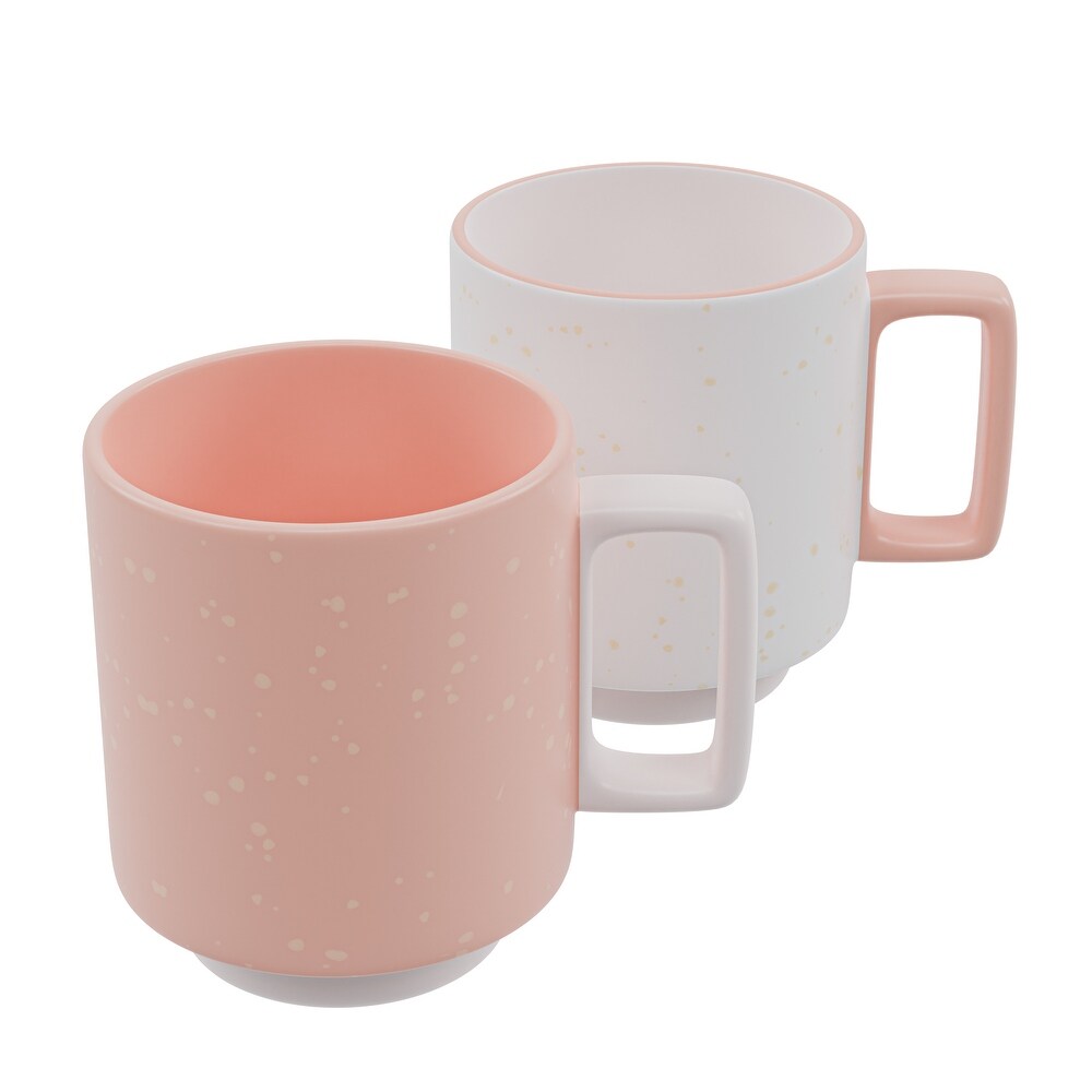 American Atelier Speckled Stackable Mugs Set of 2   14 oz