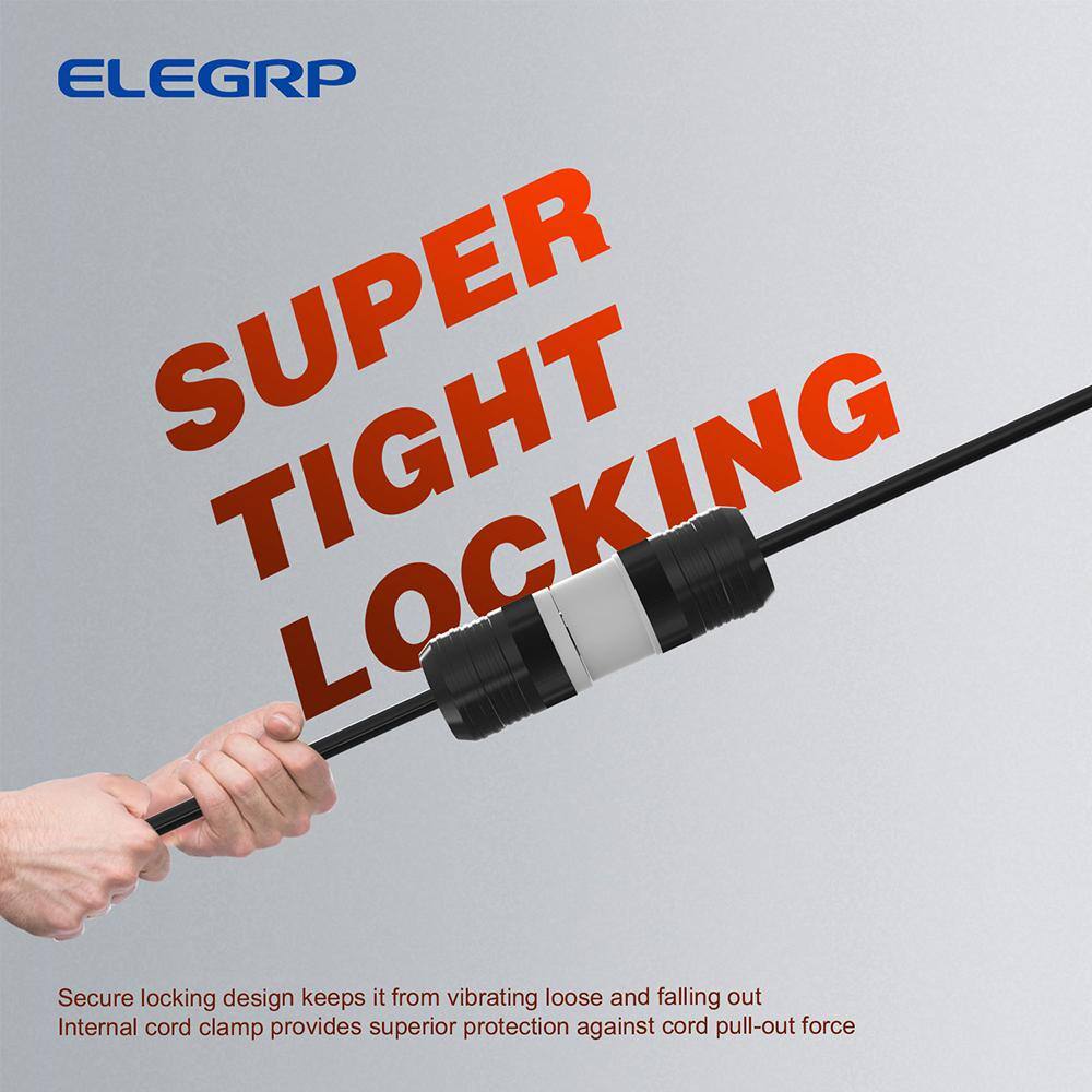 ELEGRP 20 Amp 125250-Volt NEMA L14-20R Locking Connector Industrial Grade Grounding Heavy-Duty BlackWhite L1420C