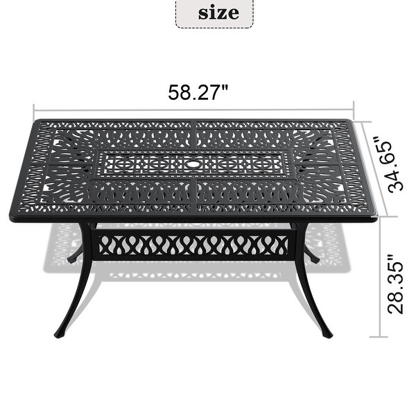 58.28 in. L x 34.65 in. W Cast Aluminum Patio Dining Rectangular Table