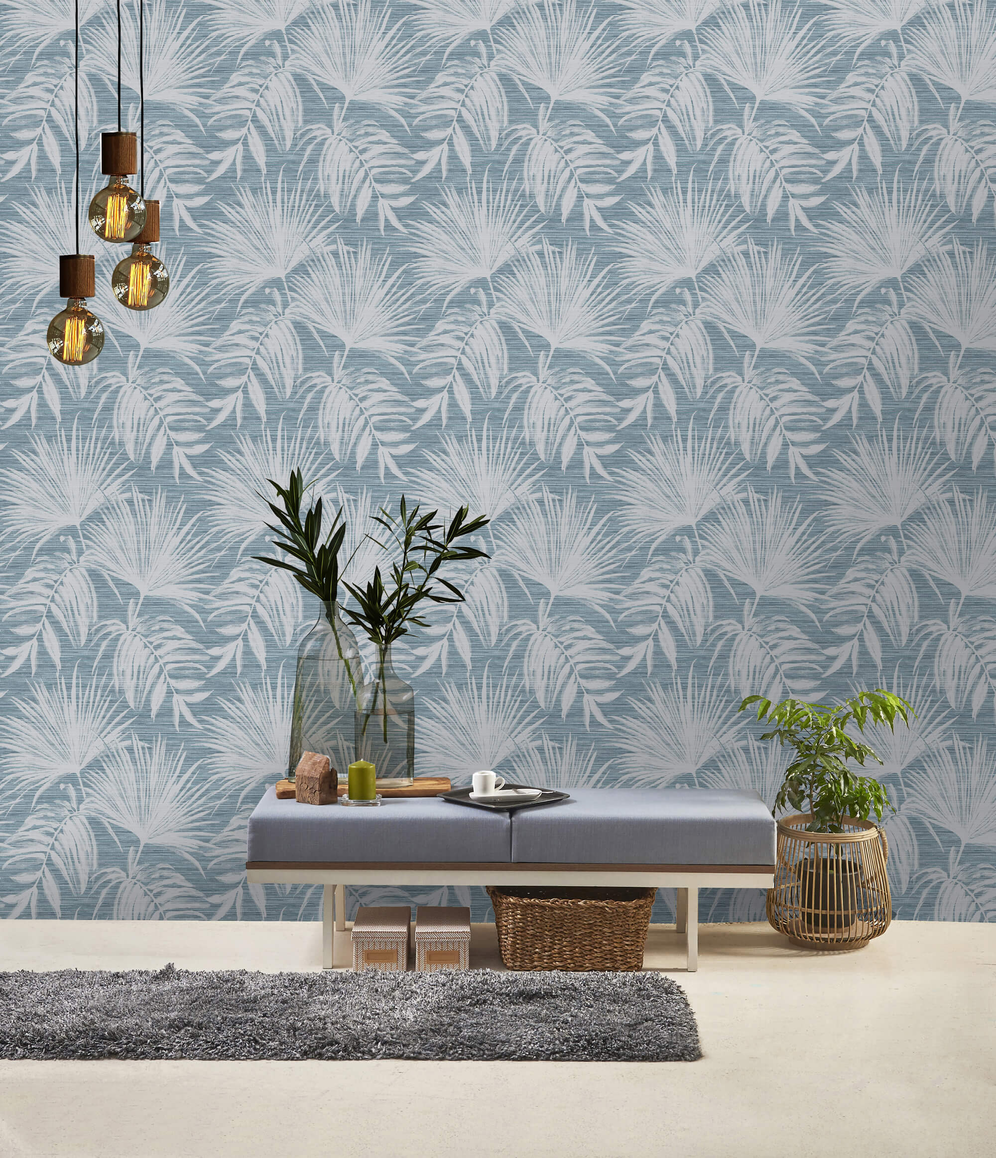 Overgrown Botanicals Teal Wallpaper