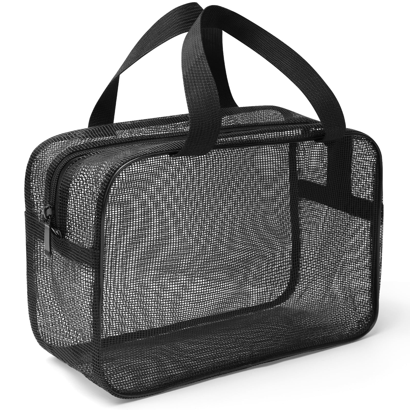 Livhil Mesh Shower Caddy Space Portable Toiletry Mesh Shower Gym Tote Gym Bag for College Dorm Bathroom ， 12''(L) x4.3'' (W) x7.9'' (H) (Black Large)