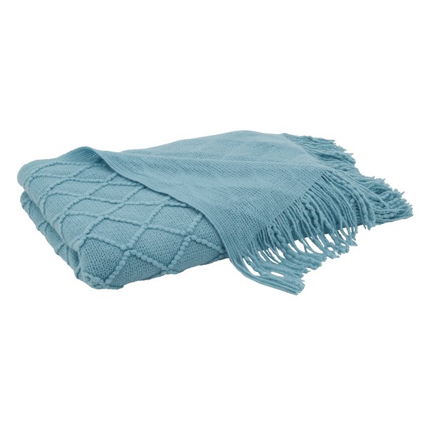 Solid With Knitted Design Throw Blanket Saro Lifestyle