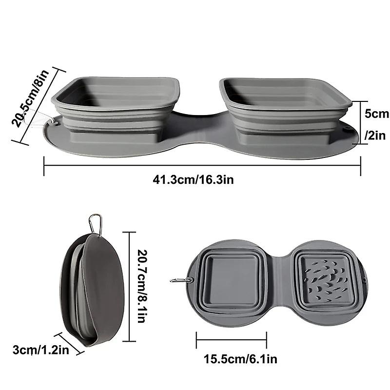 No-spill portable double dog bowl