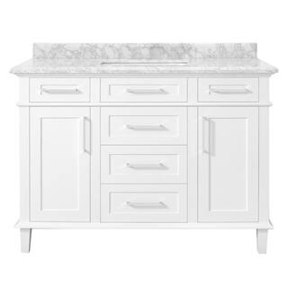 Home Decorators Collection Sonoma 48 in. W x 22.1 in. D x 34.3 in. H Freestanding Bath Vanity in White with Carrara Marble Top Sonoma 48W