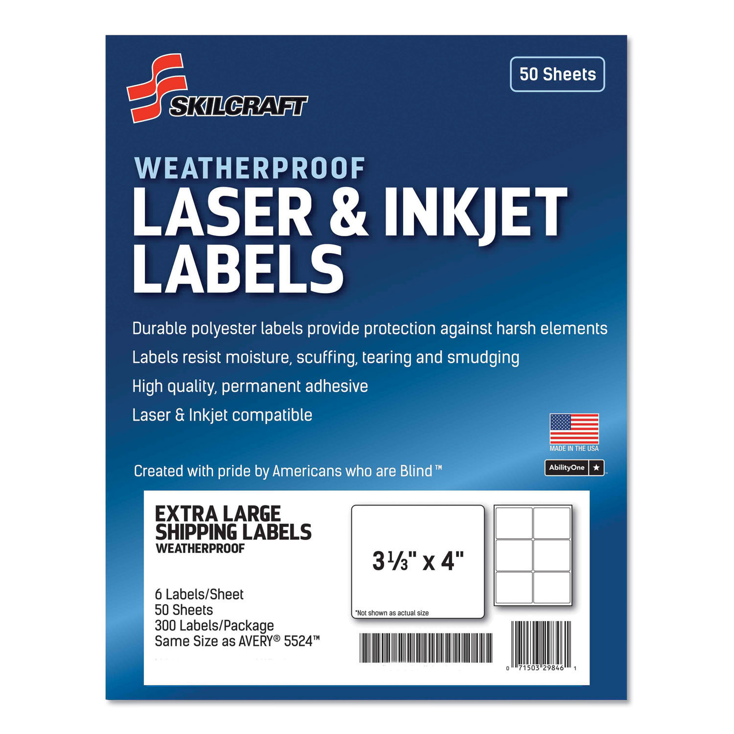 SKILCRAFT Weatherproof Mailing Labels by AbilityOneandreg; NSN6736217