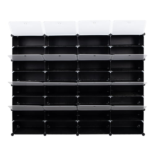 Ktaxon 32 Cubes 64 Pairs Modular Plastic Shoe Storage Cabinet Boxes Expandable 8 Tiers Shoe Rack