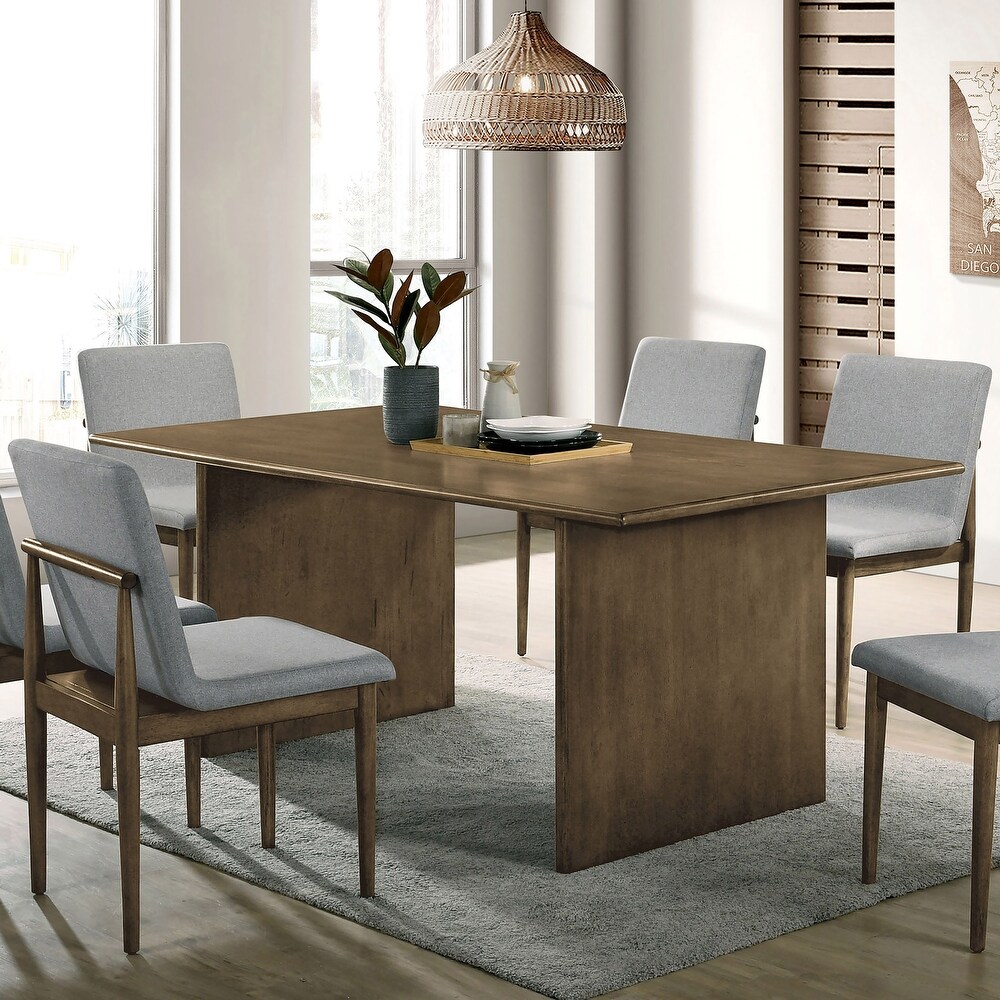 Velez Mid Century Modern Natural Tone and Light Grey Solid Wood 5 Piece Dining Table Set by Furniture of America