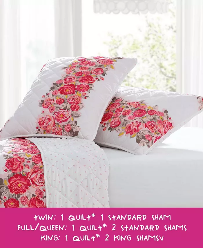 Betsey Johnson Banded Floral 2 Piece Quilt Set， Twin